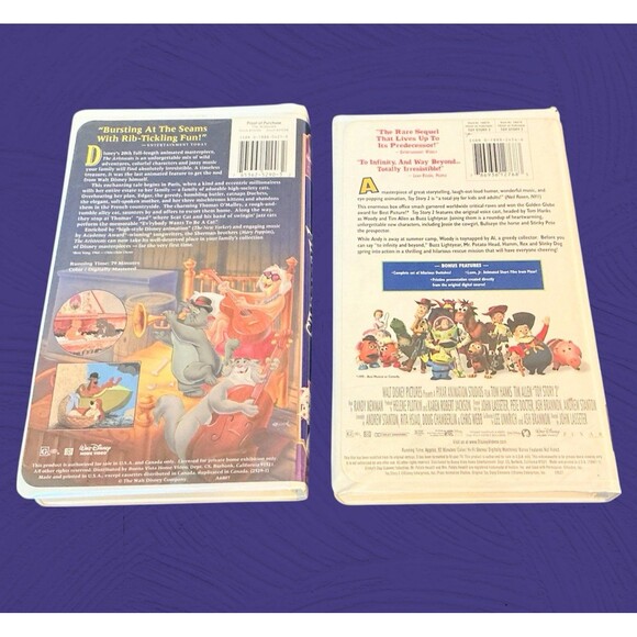 THE ARISTOCATS & TOY STORY 2 Classic Disney Movies VHS - Picture 2 of 3